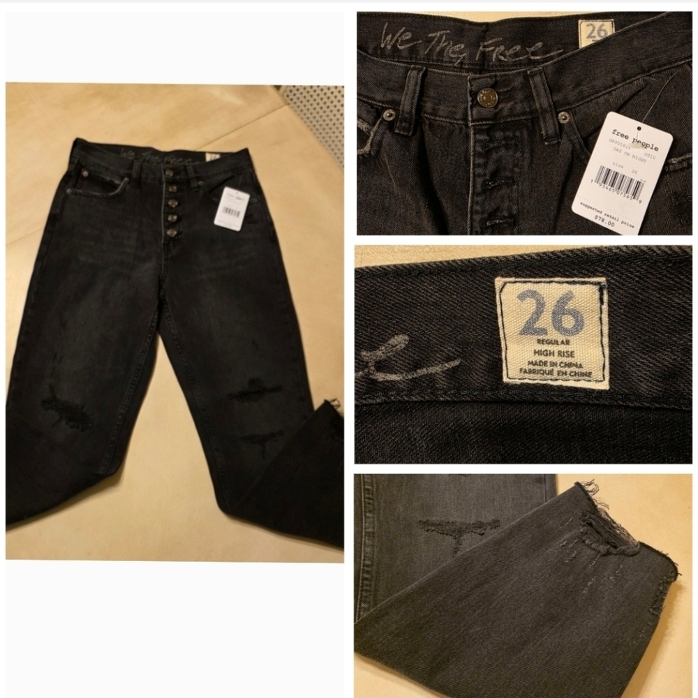 NWT Free People We The Free Blossom Rigid Denim Jeans Size 26 High Rise Straight - Picture 3 of 16